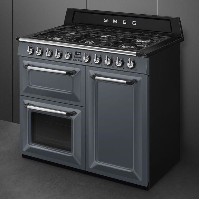 Smeg TR103GR 100cm Victoria Dual Fuel Range Cooker, Slate Grey