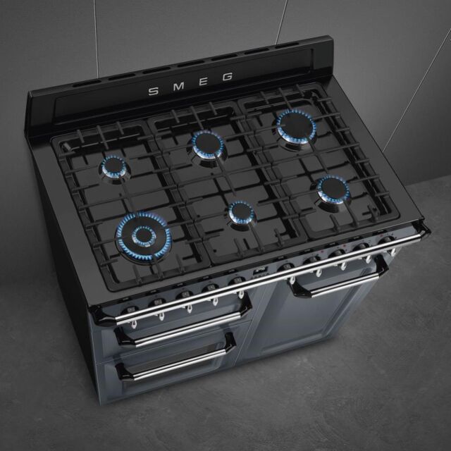 Smeg TR103GR 100cm Victoria Dual Fuel Range Cooker, Slate Grey
