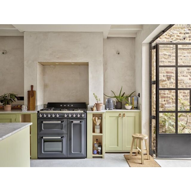 Smeg TR103GR 100cm Victoria Dual Fuel Range Cooker, Slate Grey