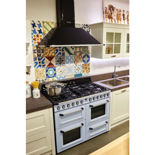 Smeg TR4110AZ 110cm Victoria Dual Fuel Range Cooker, Pastel Blue