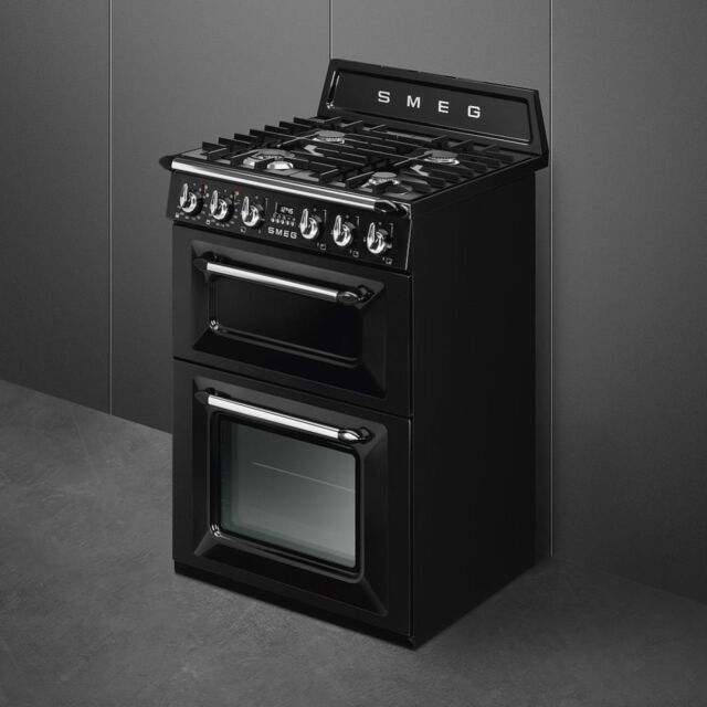 Smeg TR62BL 60cm Victoria Dual Fuel Cooker, Black