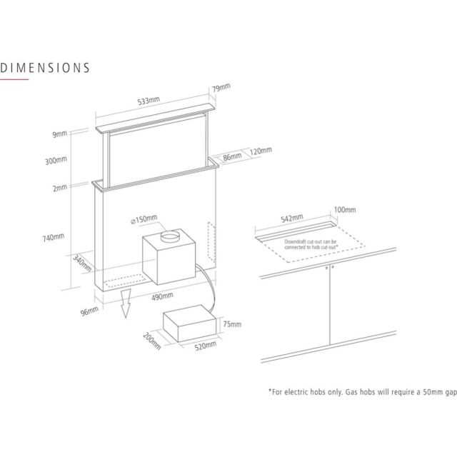 Caple DD606BK Downdraft Cooker Hood