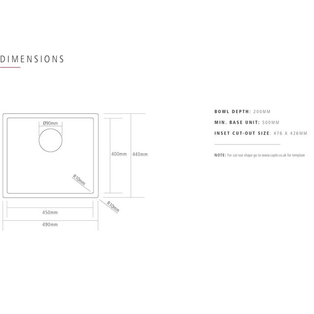 Caple MODE045/GM Undermount Sink