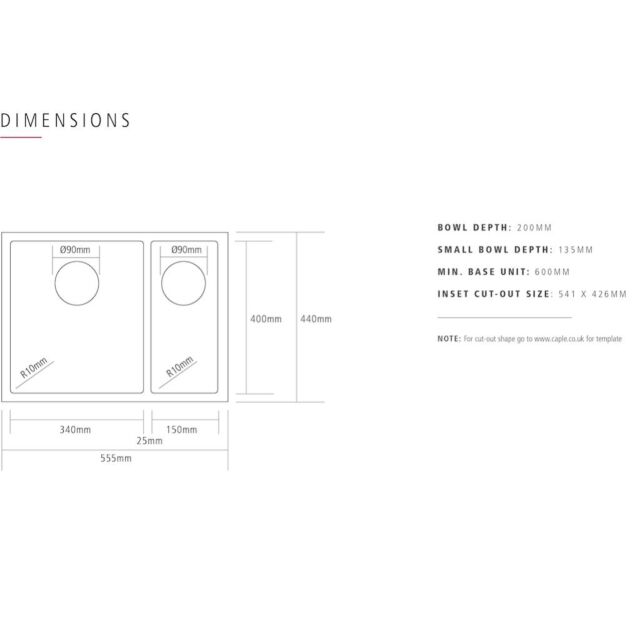 Caple MODE3415/R/GD Undermount Sink
