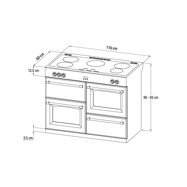 Stoves ST RICH DX S1100Ei CB Cre 110cm Electric Induction Range Cooker