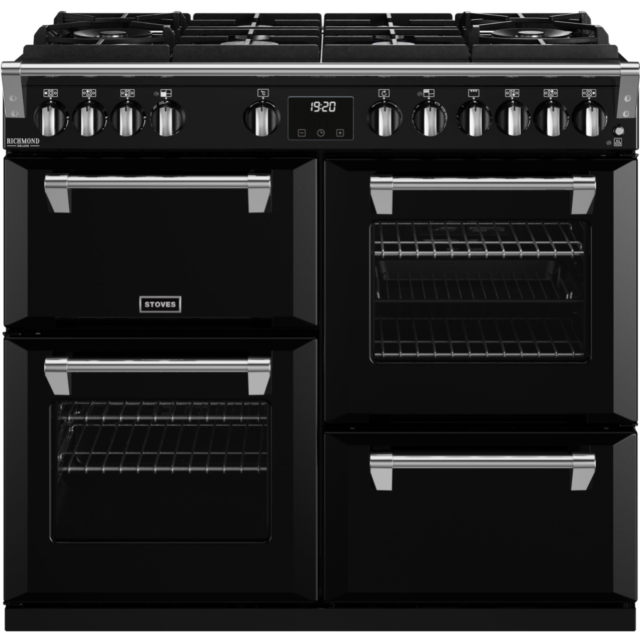 Stoves Richmond Deluxe ST DX RICH D1000DF GTG BK 100cm Dual Fuel GTG Range Cooker