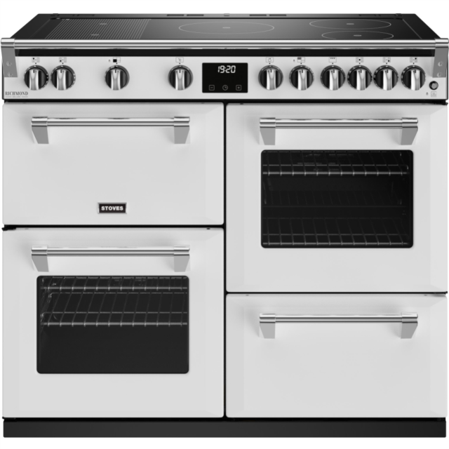 Stoves Richmond Deluxe ST DX RICH D1000Ei RTY IWH 100cm Electric Induction (Rotary Control) Range Cooker