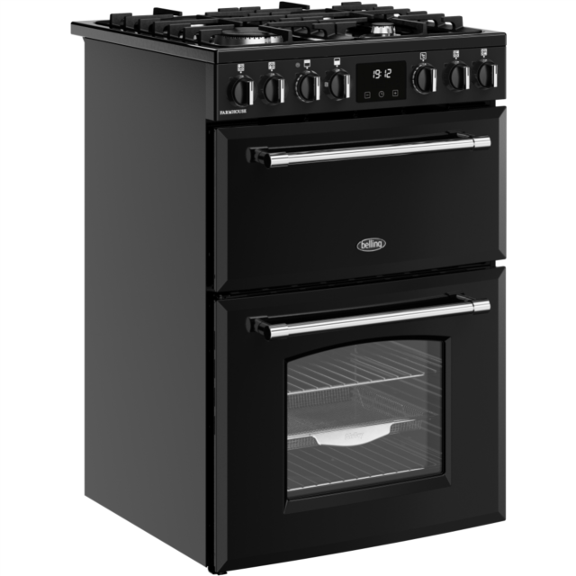 Belling MRA FARMHOUSE 60cm Dual Fuel Cooker with Double Oven - Black