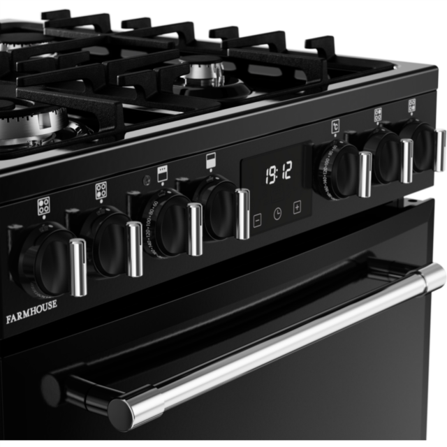 Belling MRA FARMHOUSE 60cm Dual Fuel Cooker with Double Oven - Black