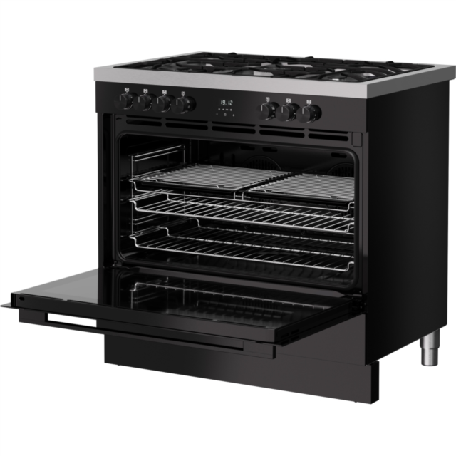 Belling RCA VISION SGL 90DF 90cm Dual Fuel Range Cooker - Black