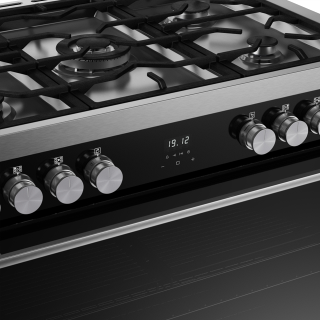 Belling RCA VISION SGL 90DF 90cm Dual Fuel Range Cooker - Black & Silver Steel