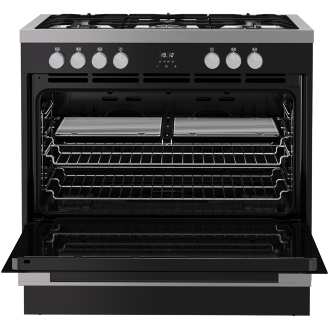 Belling RCA VISION SGL 90DF 90cm Dual Fuel Range Cooker - Black & Silver Steel