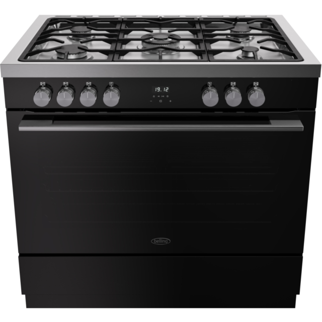Belling RCA VISION SGL 90DF 90cm Dual Fuel Range Cooker - Black & Silver Steel