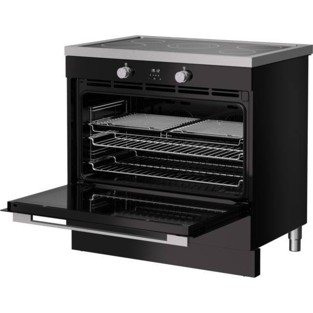 Belling RCA VISION SGL 90Ei 90cm Electric Induction Range Cooker - Black & Silver Steel