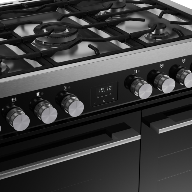 Belling RCA VISION TWIN 90DF 90cm Dual Fuel Range Cooker - Black & Silver Steel