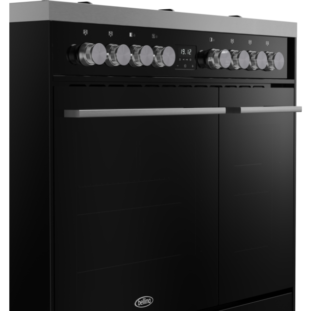 Belling RCA VISION TWIN 90DF 90cm Dual Fuel Range Cooker - Black & Silver Steel