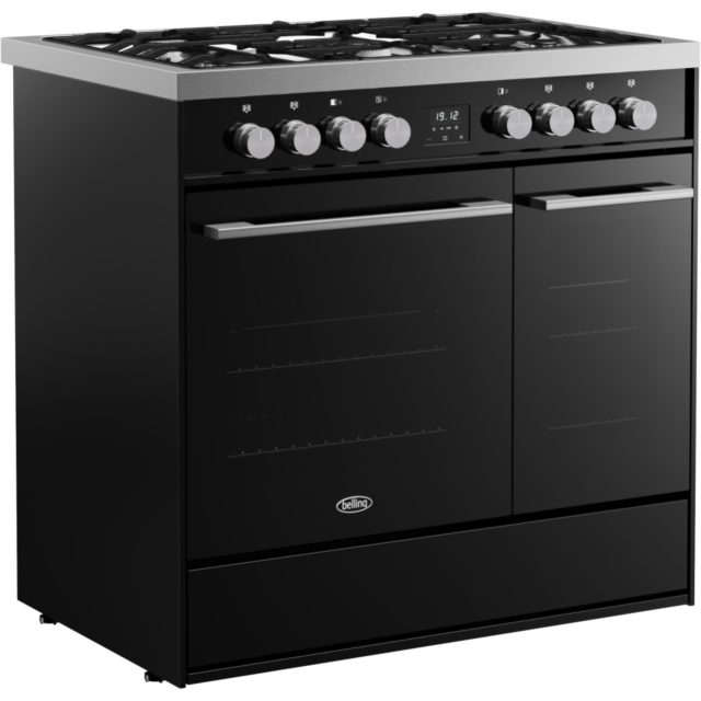 Belling RCA VISION TWIN 90DF 90cm Dual Fuel Range Cooker - Black & Silver Steel