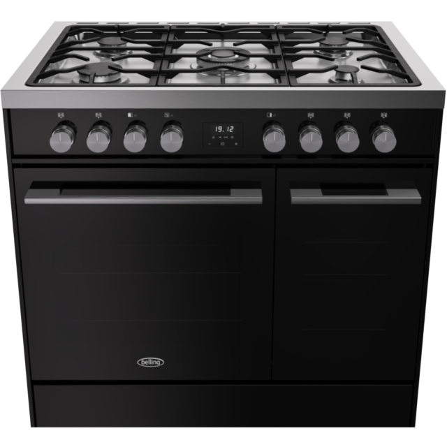 Belling RCA VISION TWIN 90DF 90cm Dual Fuel Range Cooker - Black & Silver Steel