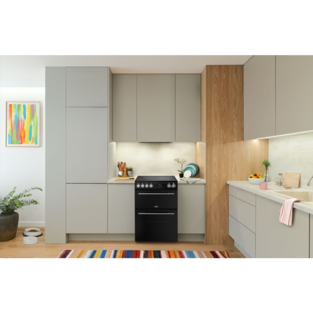 Belling FSA VISION 60E 60cm Electric Ceramic Cooker with Double Oven - Black & Silver Steel