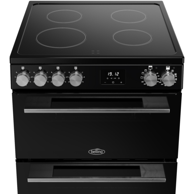 Belling FSA VISION 60E 60cm Electric Ceramic Cooker with Double Oven - Black & Silver Steel