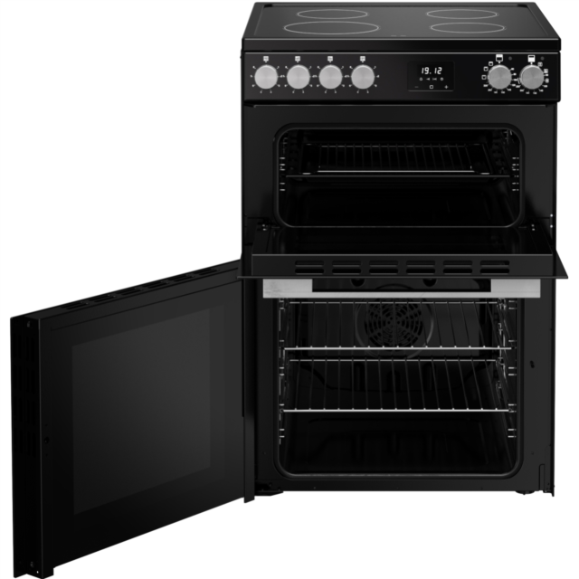 Belling FSA VISION 60E 60cm Electric Ceramic Cooker with Double Oven - Black & Silver Steel
