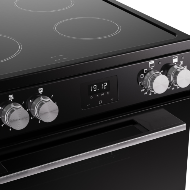 Belling FSA VISION 60Ei 60cm Electric Induction Cooker with Double Oven - Black & Silver Steel