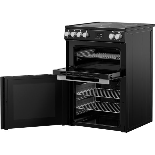 Belling FSA VISION 60Ei 60cm Electric Induction Cooker with Double Oven - Black & Silver Steel