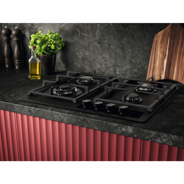 AEG HKB64341NL 60cm Gas on Glass Hob - Black Glass