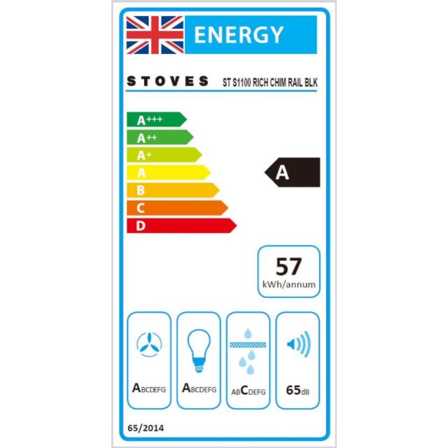 Stoves ST S1100 RICH CHIM RAIL BLK 110cm Hood