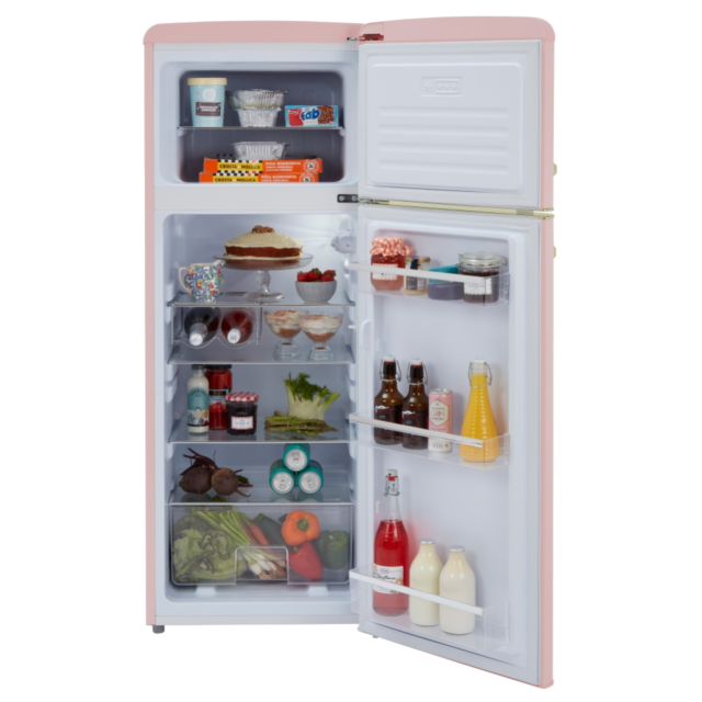 CDA Betty Tea Rose Retro 55cm Freestanding Top Mount Fridge Freezer