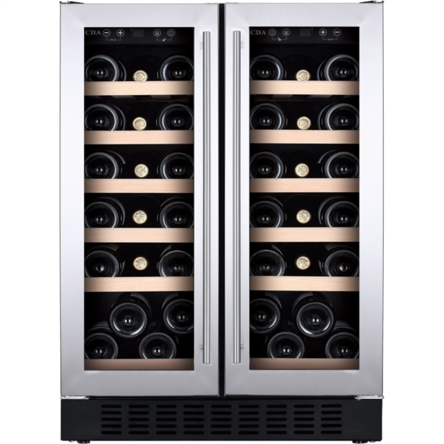 CDA CFWC624SS 60cm Freestanding/Undercounter Double Door Wine Cooler