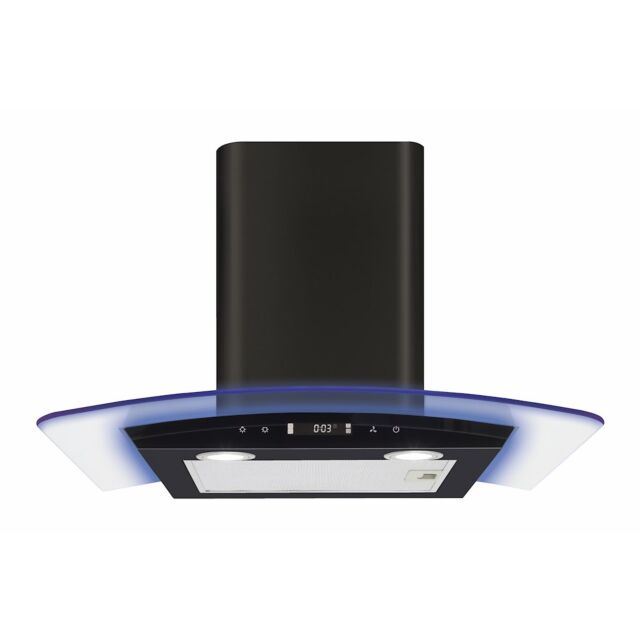 CDA EKP60BL 60cm Curved Glass Extractor with Edge Lighting