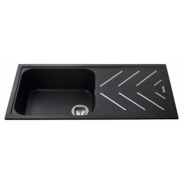 CDA KG81BL Composite Single Bowl Sink with Steel Drainer Bars