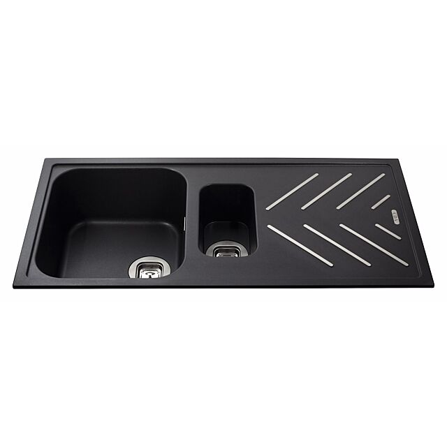 CDA KG82BL Composite One And A Half Bowl Sink with Steel Drainer Bars
