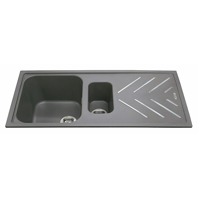CDA KG82GR Composite One And A Half Bowl Sink with Steel Drainer Bars