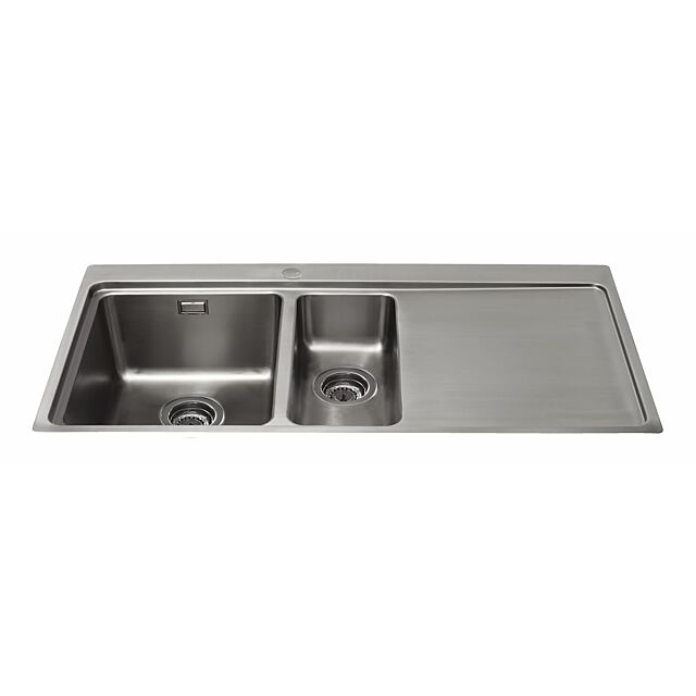 CDA KVF22RSS One And A Half Bowl Flush-Fit Sink with Right Hand Drainer