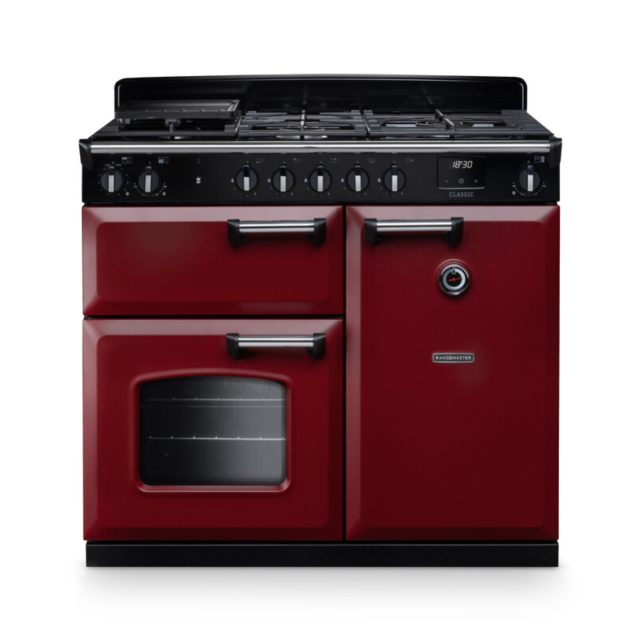 Rangemaster CL100DFPBOR/CM1 Classic 100 Dual Fuel Range Cooker - Bordeaux - A Rated