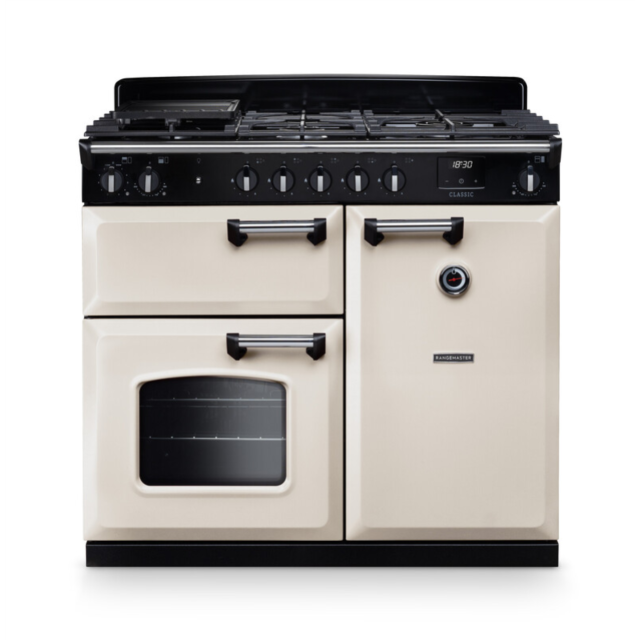 Rangemaster CL100DFPPCR/CM1 Classic 100 Dual Fuel Range Cooker - Pale Cream - A Rated