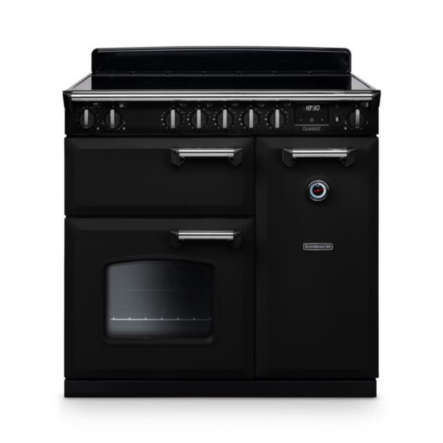 Rangemaster CL90EIPGBL/CM1 Classic 90 Induction Range Cooker - Gloss Black - A Rated