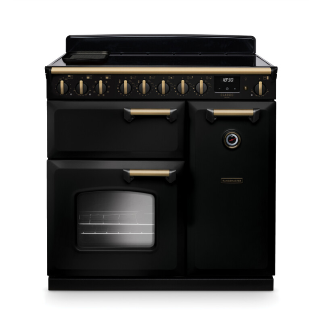 Rangemaster CLDL90EIPCBL/AB1 Classic Deluxe 90 Induction Range Cooker - Charcoal Black - A Rated