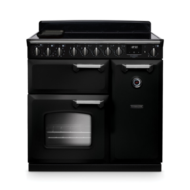 Rangemaster CLDL90EIPCBL/CM1 Classic Deluxe 90 Induction Range Cooker - Charcoal Black - A Rated