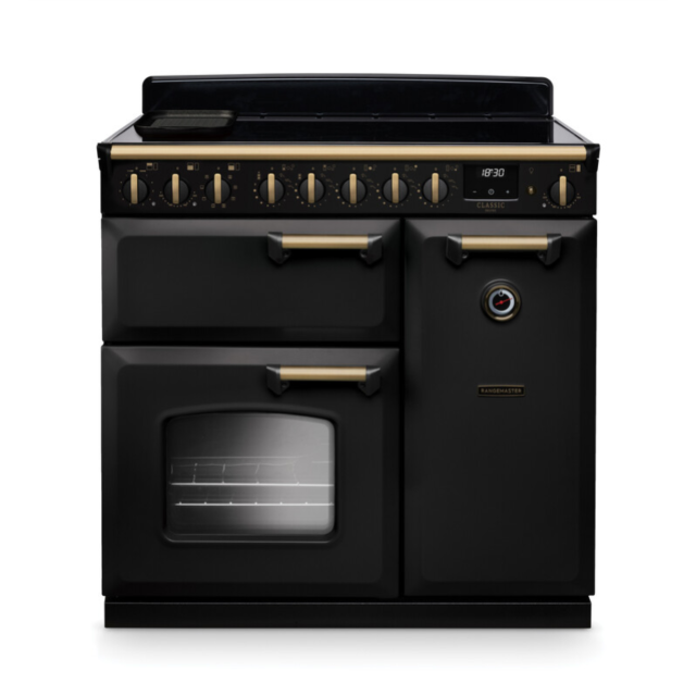 Rangemaster CLDL90EIPGBL/AB1 Classic Deluxe 90 Induction Range Cooker - Gloss Black - A Rated