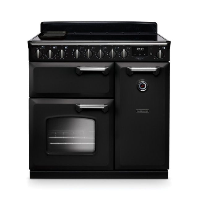 Rangemaster CLDL90EIPGBL/CM1 Classic Deluxe 90 Induction Range Cooker - Gloss Black - A Rated