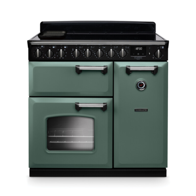 Rangemaster CLDL90EIPMGR/CM1 Classic Deluxe 90 Induction Range Cooker - Mineral Green - A Rated