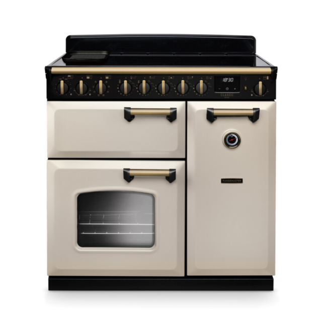Rangemaster CLDL90EIPPCR/AB1 Classic Deluxe 90 Induction Range Cooker - Pale Cream - A Rated