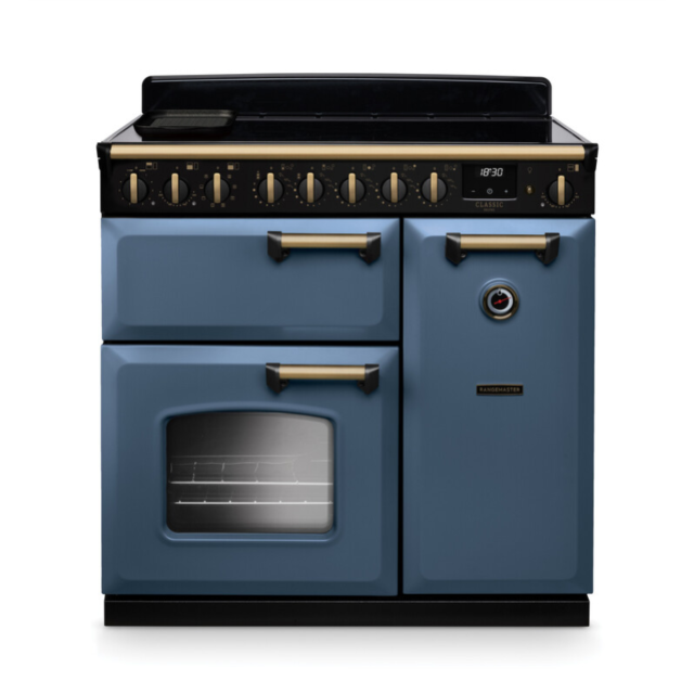 Rangemaster CLDL90EIPSTB/AB1 Classic Deluxe 90 Induction Range Cooker - Stone Blue - A Rated