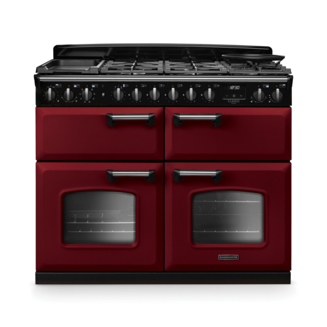 Rangemaster CLDLB110DFPBOR/CM1 Classic Deluxe 110 Dual Fuel Range Cooker - Bordeaux - A Rated
