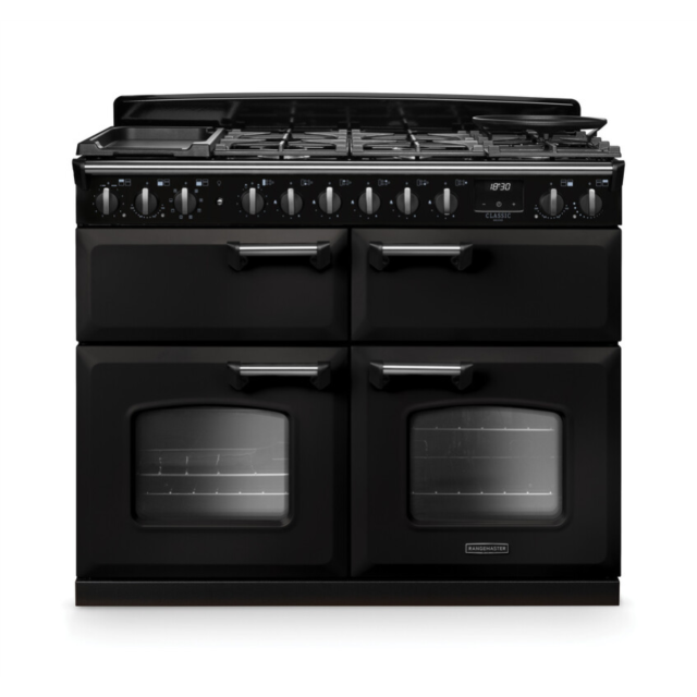 Rangemaster CLDLB110DFPCBL/CM1 Classic Deluxe 110 Dual Fuel Range Cooker - Charcoal Black - A Rated