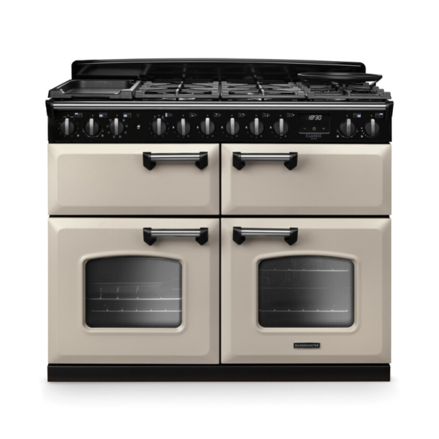 Rangemaster CLDLB110DFPPCR/CM1 Classic Deluxe 110 Dual Fuel Range Cooker - Pale Cream - A Rated