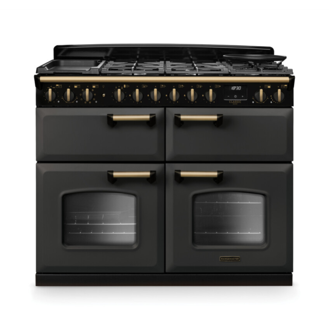 Rangemaster CLDLB110DFPSLT/AB1 Classic Deluxe 110 Dual Fuel Range Cooker - Slate - A Rated